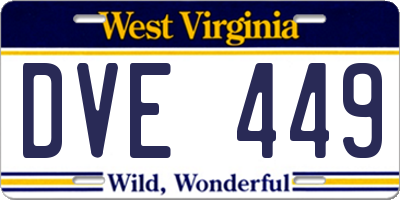 WV license plate DVE449
