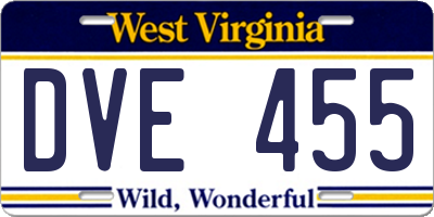 WV license plate DVE455