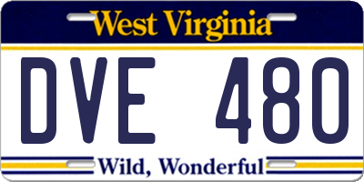 WV license plate DVE480