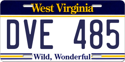 WV license plate DVE485