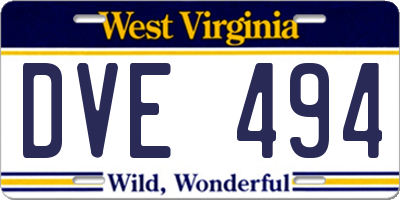 WV license plate DVE494