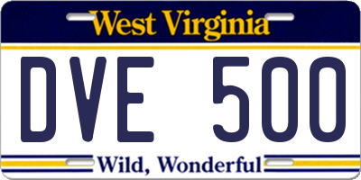 WV license plate DVE500