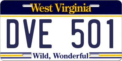 WV license plate DVE501