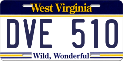 WV license plate DVE510