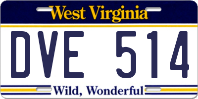 WV license plate DVE514
