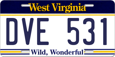 WV license plate DVE531