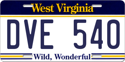 WV license plate DVE540