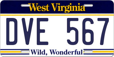 WV license plate DVE567