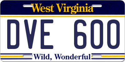 WV license plate DVE600