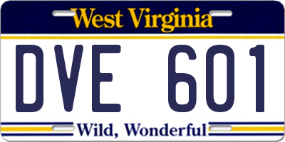 WV license plate DVE601