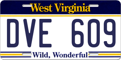 WV license plate DVE609