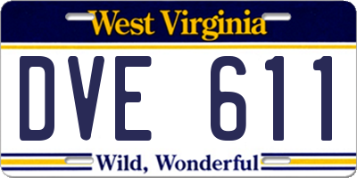WV license plate DVE611