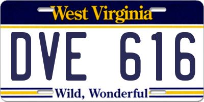 WV license plate DVE616