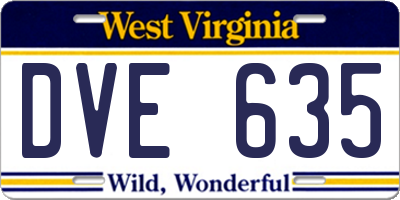 WV license plate DVE635