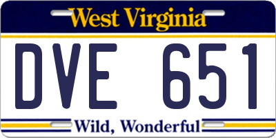 WV license plate DVE651