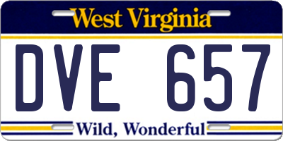 WV license plate DVE657
