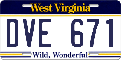 WV license plate DVE671
