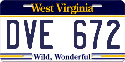 WV license plate DVE672
