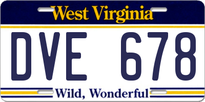 WV license plate DVE678