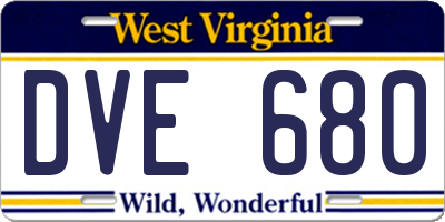 WV license plate DVE680