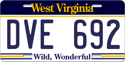 WV license plate DVE692