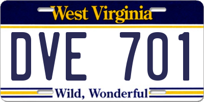WV license plate DVE701