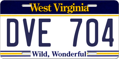 WV license plate DVE704