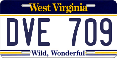 WV license plate DVE709