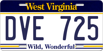 WV license plate DVE725