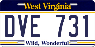 WV license plate DVE731