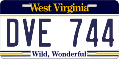 WV license plate DVE744