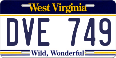 WV license plate DVE749