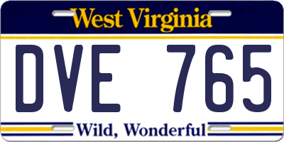 WV license plate DVE765