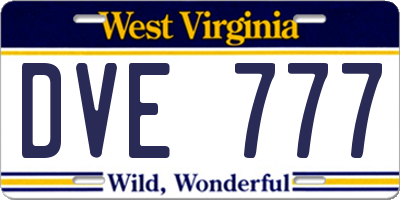 WV license plate DVE777