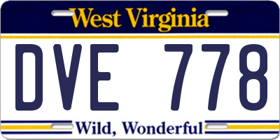 WV license plate DVE778