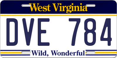 WV license plate DVE784