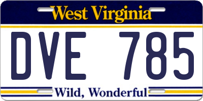 WV license plate DVE785