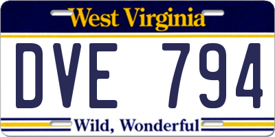 WV license plate DVE794