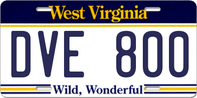 WV license plate DVE800