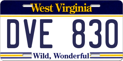 WV license plate DVE830
