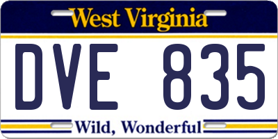 WV license plate DVE835