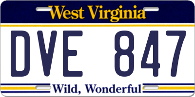 WV license plate DVE847