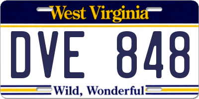 WV license plate DVE848