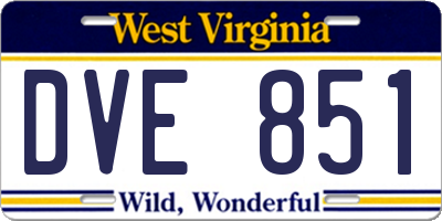WV license plate DVE851