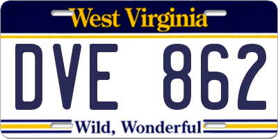 WV license plate DVE862