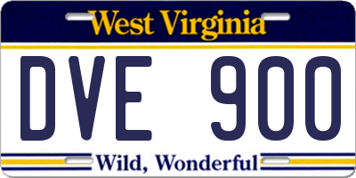 WV license plate DVE900
