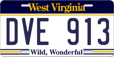 WV license plate DVE913
