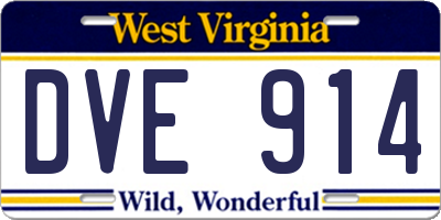 WV license plate DVE914