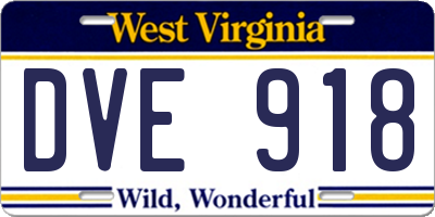 WV license plate DVE918