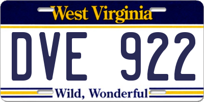 WV license plate DVE922